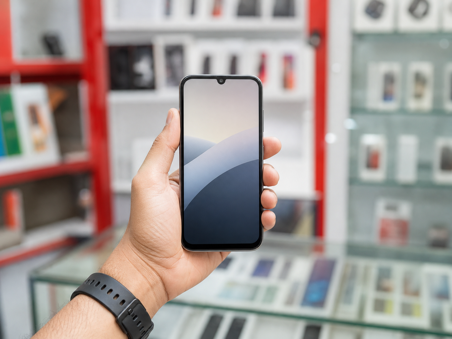 Compact smartphone held comfortably in one hand